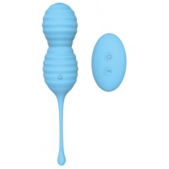Голубые вагинальные виброшарики BEEHIVE с пультом ДУ