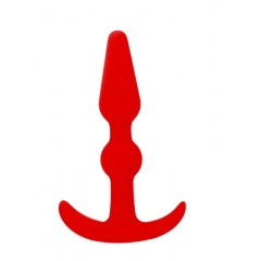 Красная анальная втулка T-SHAPE SILICONE BUTT PLUG RED - 9,9 см.